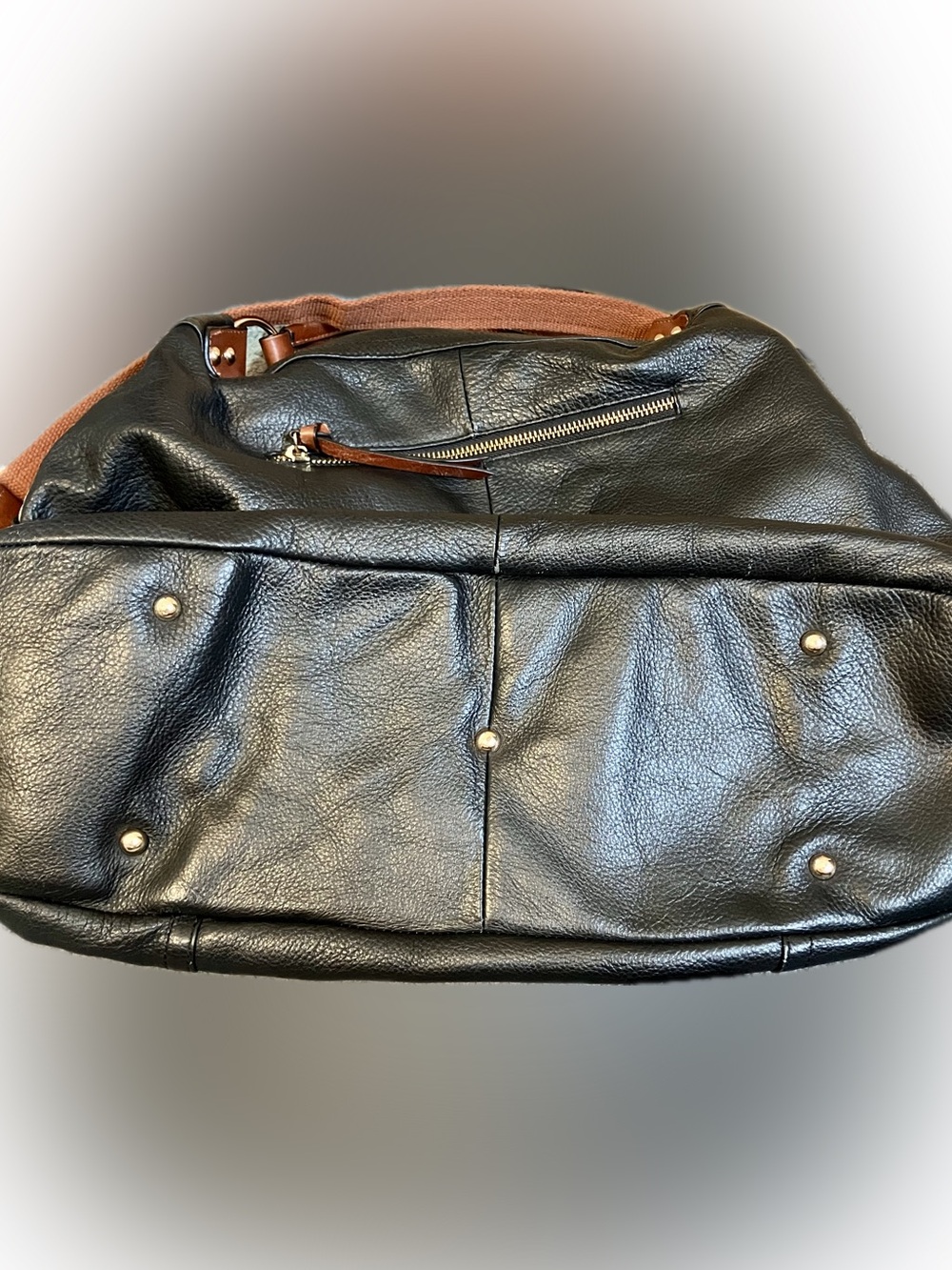 Cynthia Rowley Black Leather Tote with Brown Handles - Picture 6 of 14
